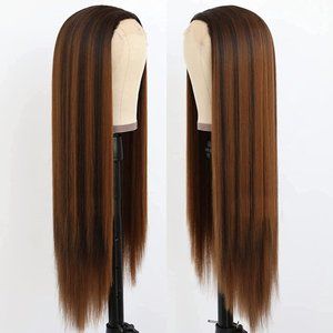 Ginger Brown Highlight Hair-Lace Front Wigs